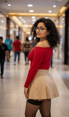 craiyon_125413_A_closeup_shot_In_a_bustling__warmly_lit_mall_corridor__a_skinny_but_attractive_Indian_40ish_woman_w-6